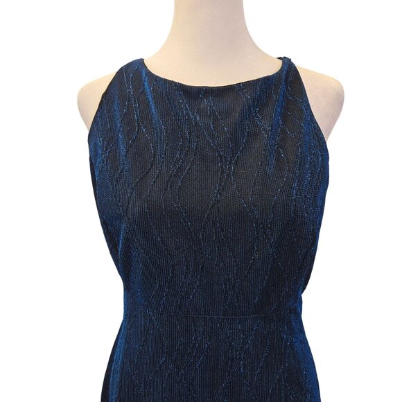 Scott McClintock Metallic Blue Wavy Texture Special Occasion Dress Size 8/10 - Picture 4 of 7
